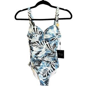 NWT Niptuck Shaping Multi Fit Cup Palm Print One Piece Swimsuit